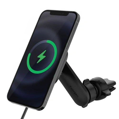 Uchwyt z ładowarką indukcyjną Spigen ITS12W Onetap Magnetic MagSafe Vent Car Charger 7.5W Black