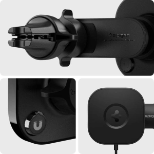 Uchwyt z ładowarką indukcyjną Spigen ITS12W Onetap Magnetic MagSafe Vent Car Charger 7.5W Black