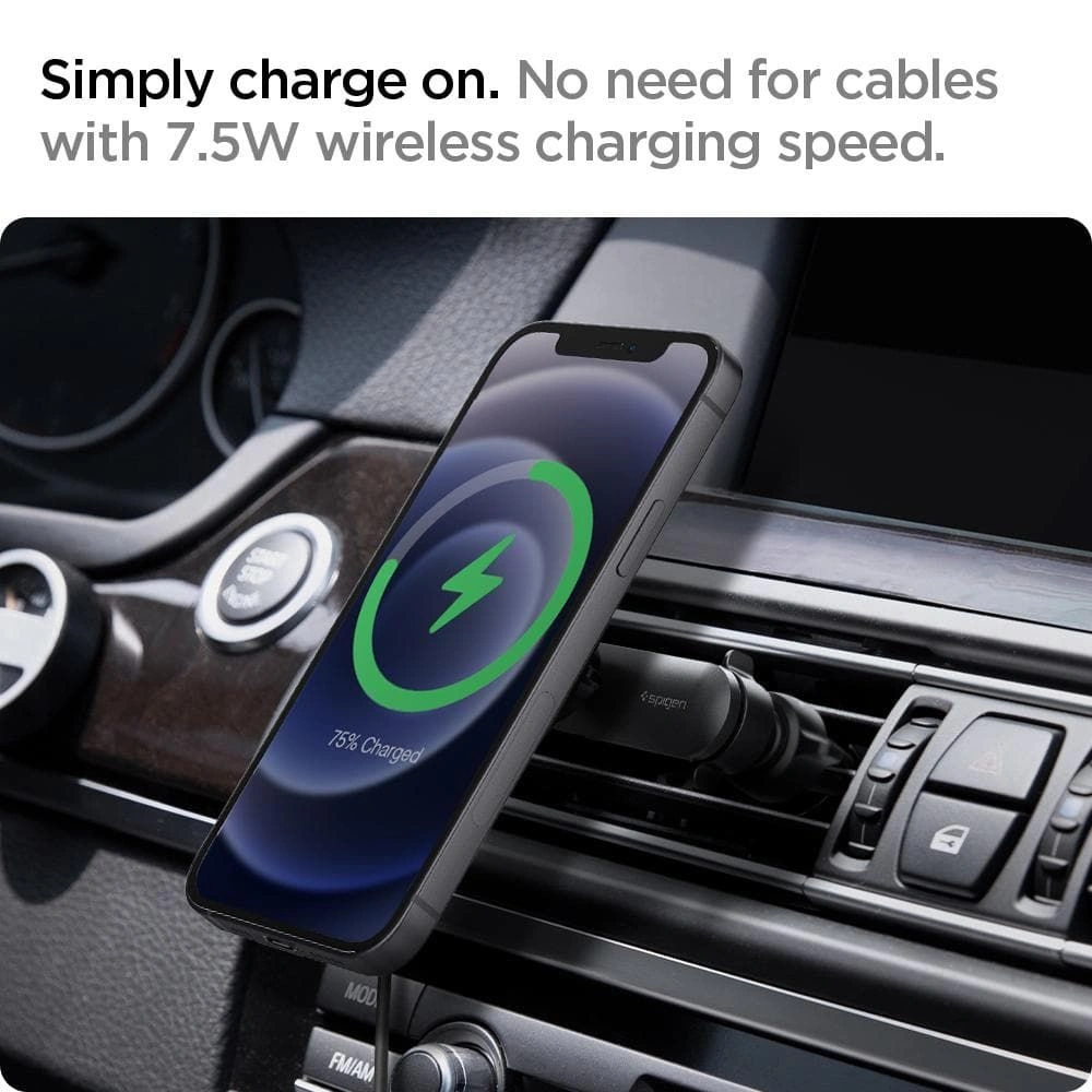 Hurtownia GSM - Uchwyt z ładowarką indukcyjną Spigen ITS12W Onetap Magnetic MagSafe Vent Car Charger 7.5W Black - SPN1705BLK - {ean13} - Hurt