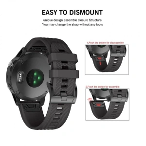 Pasek Tech-Protect Smooth Garmin Fenix 3/3 HR/5X/5X Plus/6X/6X Pro/7X Black