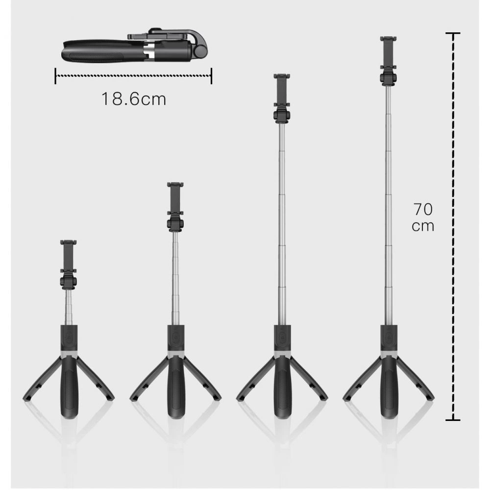 Hurtownia GSM - Kijek do selfie Tech-Protect L01s Wireless Selfie Stick Tripod Black - THP152BLK - {ean13} - Hurt