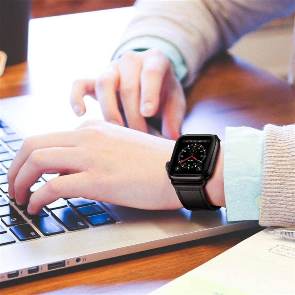 Hurtownia GSM - Pasek Tech-Protect Leatherfit Apple Watch 4/5/6/7/SE/8/9/Ultra 44/45/49mm Black - THP234BLK - {ean13} - Hurt