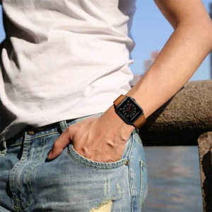 Pasek Tech-Protect Leatherfit Apple Watch 4/5/6/7/SE/8/9/Ultra 44/45/49mm Hnědý