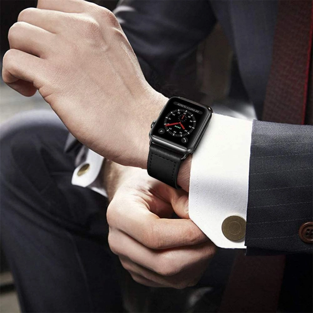 Hurtownia GSM - Pasek Tech-Protect Leatherfit Apple Watch 4/5/6/7/SE/8/9/Ultra 44/45/49mm Black - THP234BLK - {ean13} - Hurt