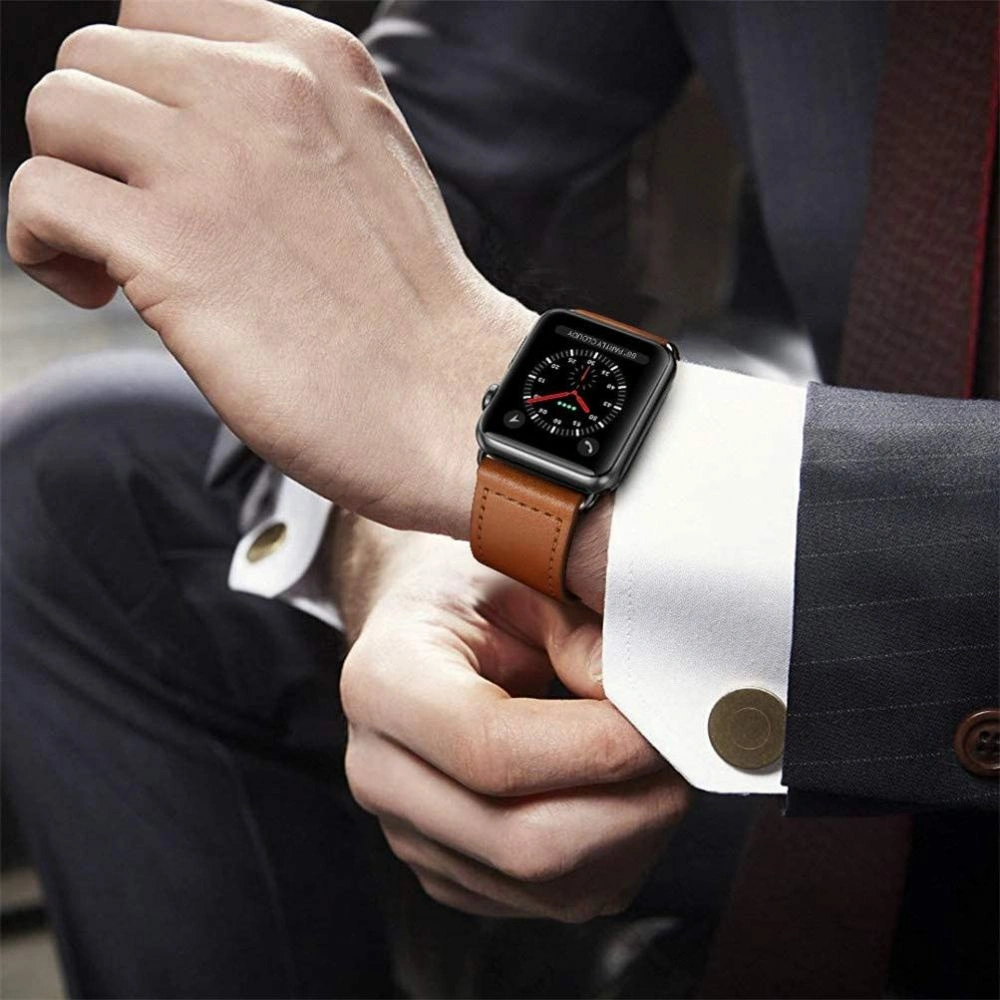 Hurtownia GSM - Pasek Tech-Protect Leatherfit Apple Watch 4/5/6/7/SE/8/9/Ultra 44/45/49mm Hnědý - THP235BR - {ean13} - Hurt