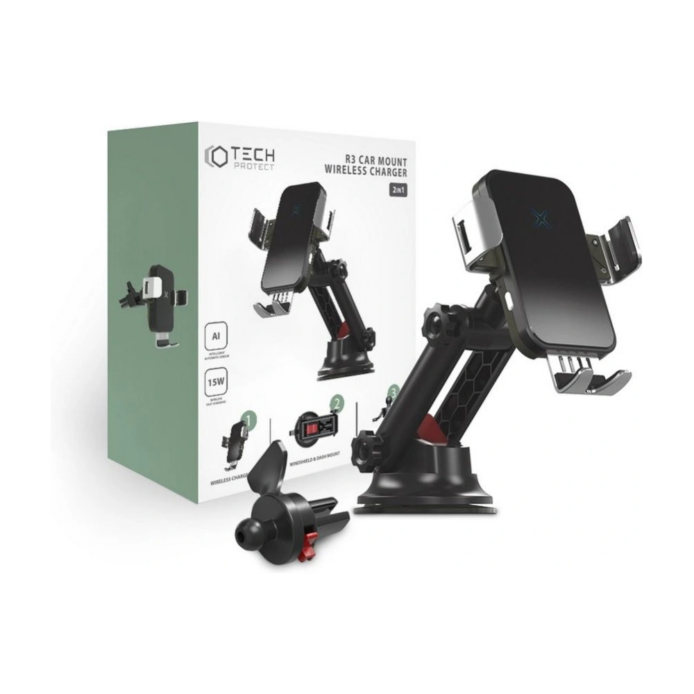 Hurtownia GSM - Uchycení do auta Tech-Protect R3 Bezdrátová nabíječka do auta Černá - THP503BLK - {ean13} - Hurt