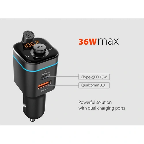 Transmiter FM Tech-Protect C72 Pro 2-port Black