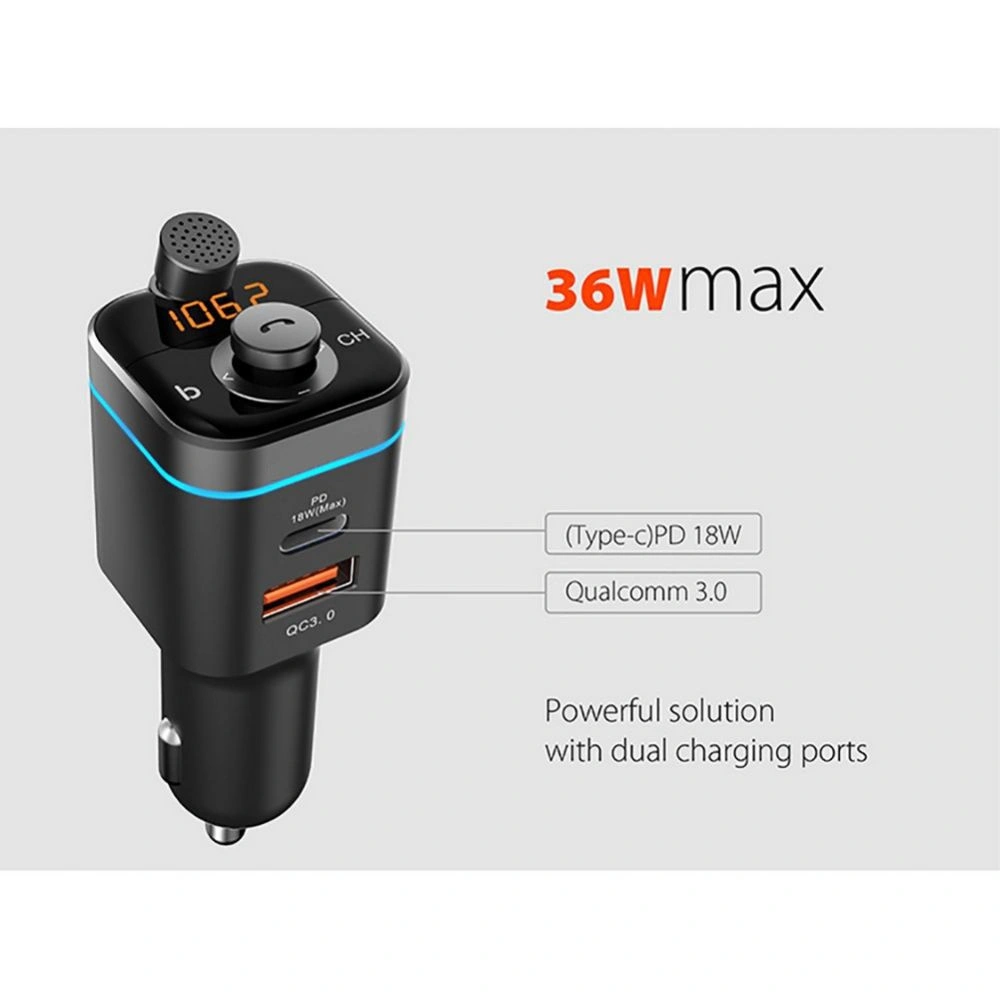 Wholesale Tech-Protect C72 Pro 2-port Car Charger + Transmiter Fm Black - THP506BLK - {ean13} - Hurt