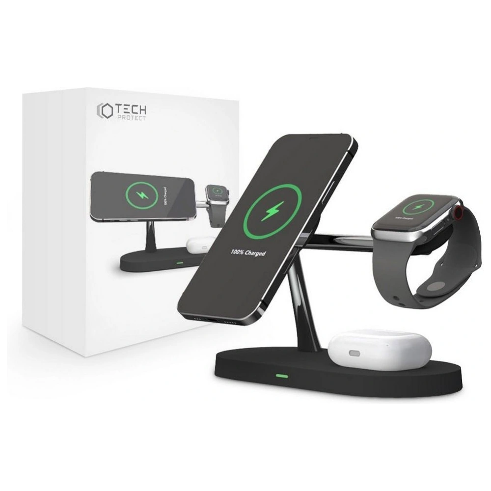 Wholesale Tech-Protect A12 3in1 Magnetic Magsafe Wireless Charger Black - THP511BLK - {ean13} - Hurt