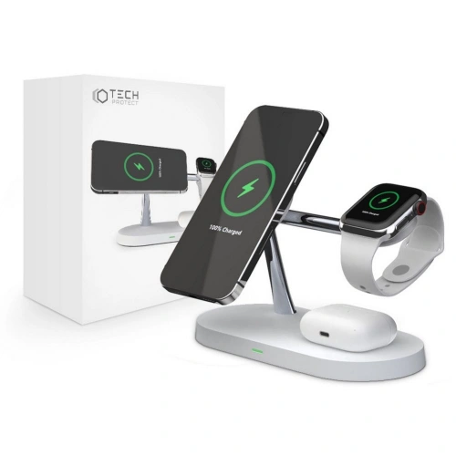 Ładowarka bezprzewodowa Tech-Protect A12 3in1 Magnetic MagSafe Wireless Charger White