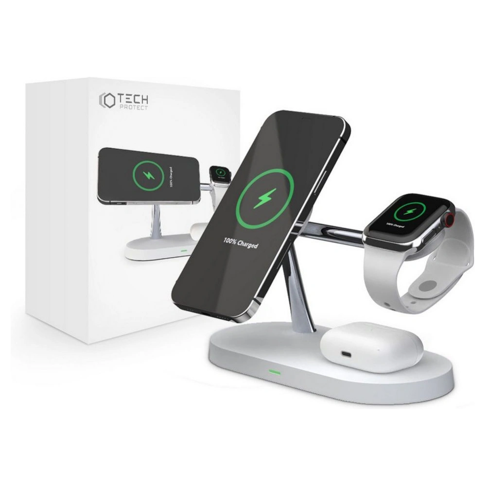 Wholesale Tech-Protect A12 3in1 Magnetic Magsafe Wireless Charger White - THP512WHT - {ean13} - Hurt