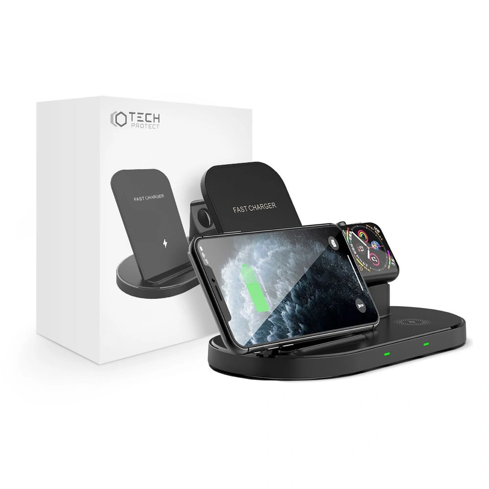Hurtownia GSM - Bezdrátová nabíječka Tech-Protect W55 Wireless Charging Station Black - THP514BLK - {ean13} - Hurt
