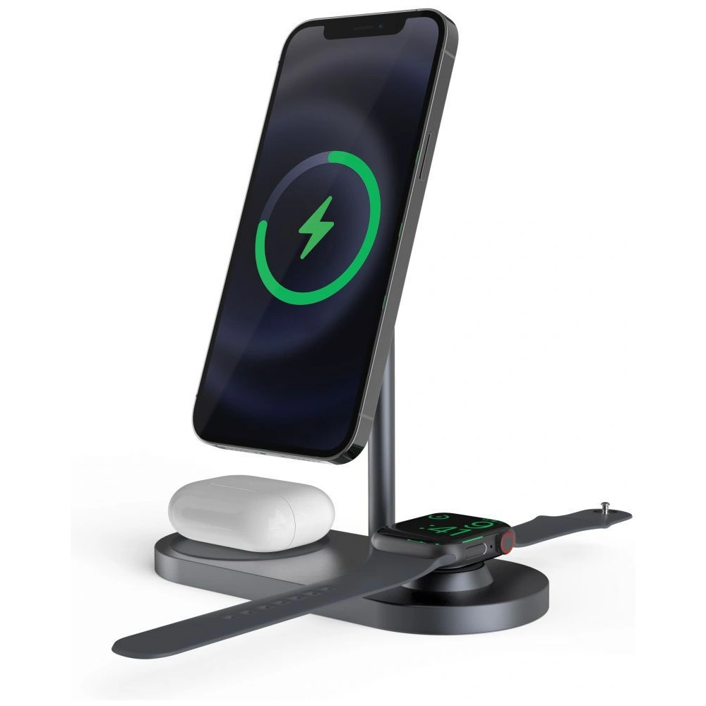 Hurtownia GSM - Bezdrátová nabíječka Tech-Protect A22 3in1 Magnetic MagSafe Wireless Charger Grey - THP609GRY - {ean13} - Hurt