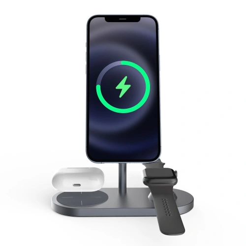 Ładowarka bezprzewodowa Tech-Protect A22 3in1 Magnetic MagSafe Wireless Charger Grey