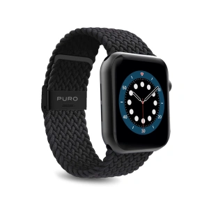 Pleciony pasek PURO Loop Band Apple Watch 4/5/6/7/SE/8/9/10 40/41/42mm (fekete)