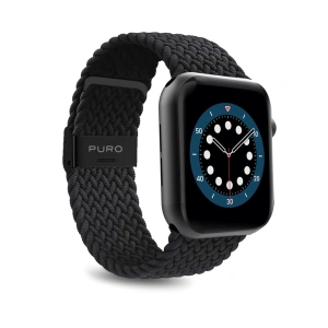 Geflochtenes PURO Loop Band Apple Watch 4/5/6/7/SE/8/9/Ultra 44/45/49mm (schwarz)