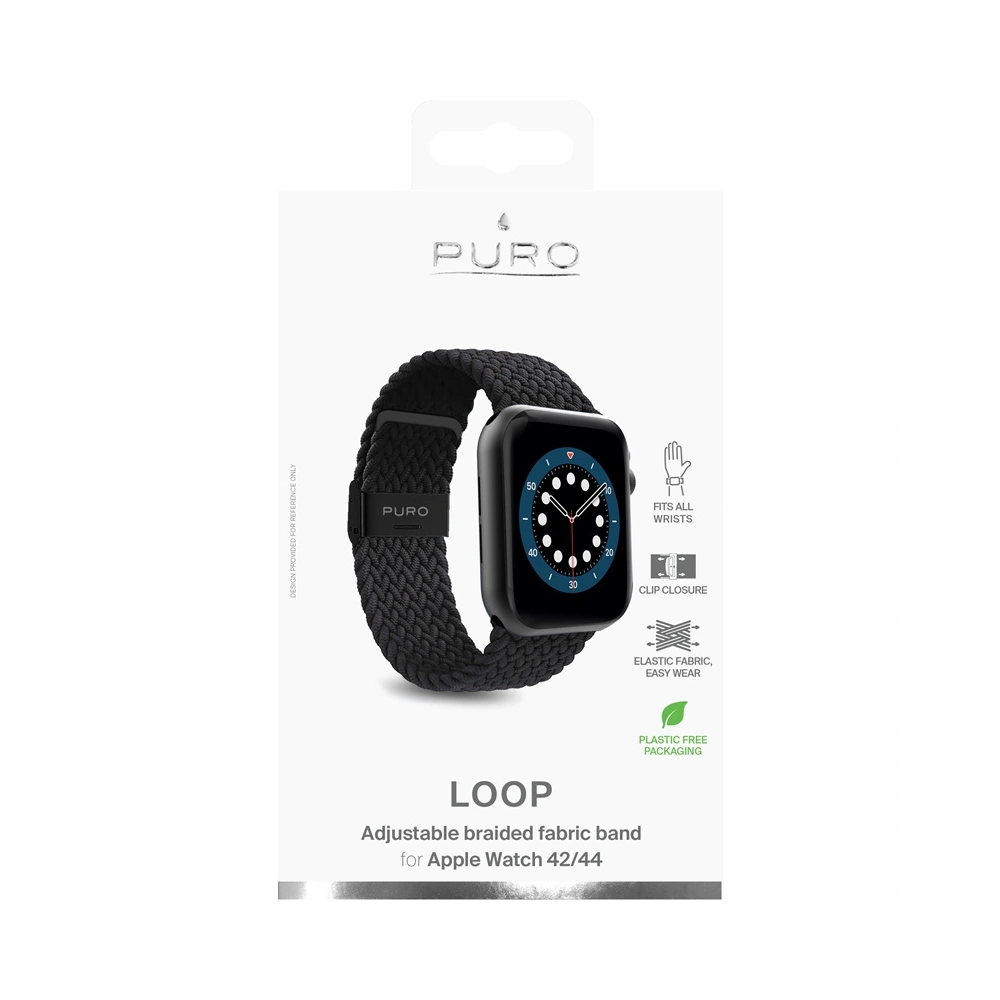Hurtownia GSM - Pletený pásek PURO Loop Band Apple Watch 4/5/6/7/SE/8/9/Ultra 44/45/49mm (černý) - PUR459BLK - {ean13} - Hurt