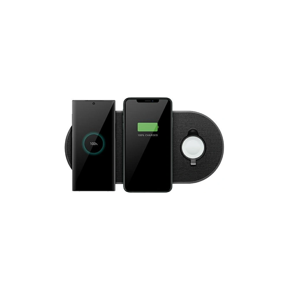 Hurtownia GSM - UNIQ bezdrátová nabíječka Aereo Plus 3w1 10W rychlé nabíjení černá/obsidiánová pletená černá (LITHOS Collective) - UNIQ419BLK - {ean13} - Hurt