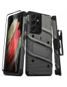 Pancerne etui ZIZO BOLT Series Samsung Galaxy S21 Ultra 5G se sklem 9H na displej + držák s podložkou (Gun Metal Gray)