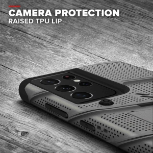 Hurtownia GSM - Pancerne etui ZIZO BOLT Series Samsung Galaxy S21 Ultra 5G ze szkłem 9H na ekran + uchwyt z podstawką (Gun Metal Gray) - ZIZ078GNMGRY - {ean13} - Hurt