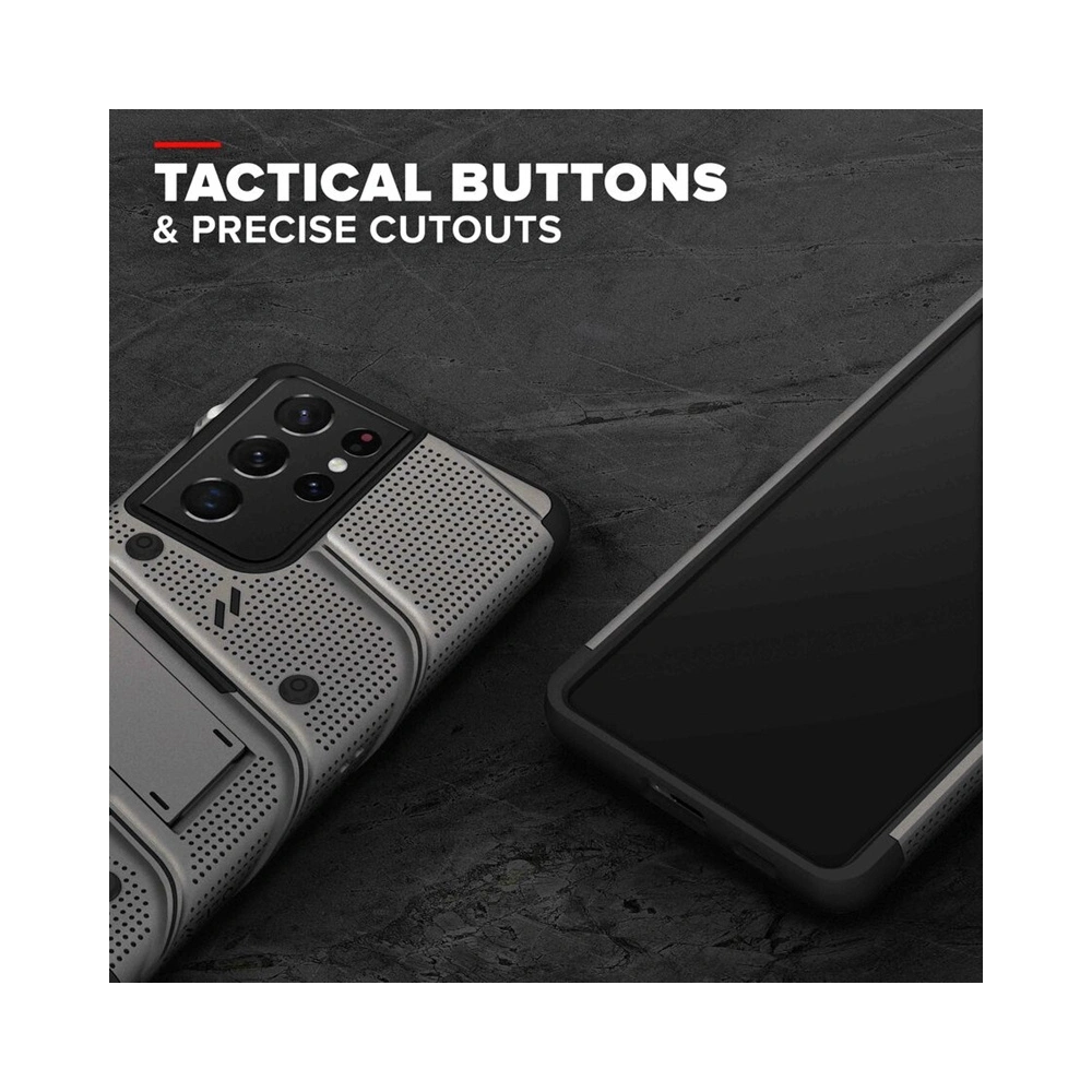Hurtownia GSM - Pancerne etui ZIZO BOLT Series Samsung Galaxy S21 Ultra 5G se sklem 9H na displej + držák s podložkou (Gun Metal Gray) - ZIZ078GNMGRY - {ean13} - Hurt
