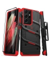 Hurtownia GSM - Pancerne etui ZIZO BOLT Series Samsung Galaxy S21 Ultra 5G ze szkłem 9H na ekran + uchwyt z podstawką (Black & Red) - ZIZ079BLKRED - {ean13} - Hurt
