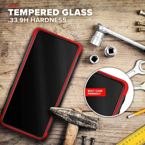 Pancerne etui ZIZO BOLT Series Samsung Galaxy S21 Ultra 5G ze szkłem 9H na ekran + uchwyt z podstawką (Black & Red)
