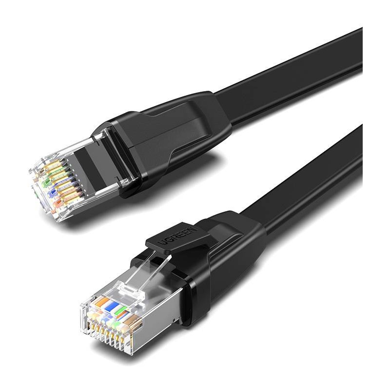 Hurtownia Ugreen - 6957303876723 - UGR1012BLK - UGREEN NW134 Płaski kabel sieciowy z metalowymi wtyczkami, Ethernet RJ45, Cat.8, U/FTP, 2m (czarny) - B2B homescreen