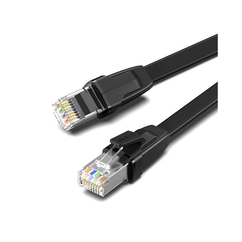 Hurtownia GSM - UGREEN NW134 Plochý síťový kabel s kovovými konektory, Ethernet RJ45, Cat.8, U/FTP, 5m (černý) - UGR1014BLK - {ean13} - Hurt