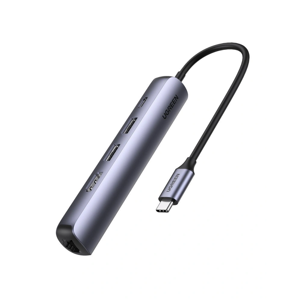 Wholesale 5-in-1 Adapter UGREEN CM418 USB-C to 2x USB 3.0, HDMI, RJ45, USB-C (Grey) - UGR1042GRY - {ean13} - Hurt