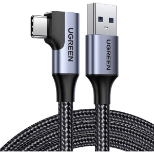 USB kabel do USB-C, úhlový UGREEN US385, 3A, 1m (černý)
