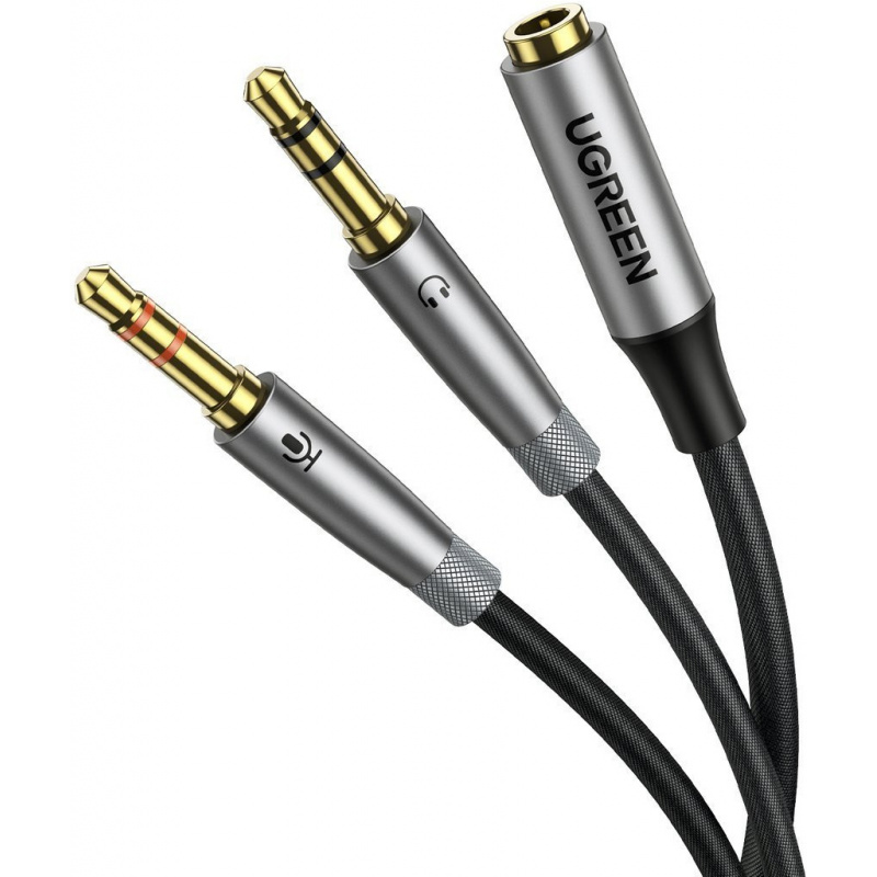 Ugreen Distributor - 6957303852550 - UGR1047GRY - UGREEN AV192 3.5mm Female to 2 male audio cable (grey) - B2B homescreen