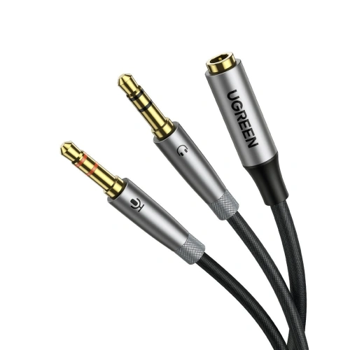 UGREEN AV192 Rozdzielacz audio AUX słuchawki + mikrofon do kabel mini jack 3.5mm (szary)
