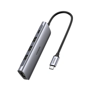 Adapter 5w1 UGREEN Hub USB-C do 3x USB 3.0 + HDMI 4K + USB-C PD 100W (szary)
