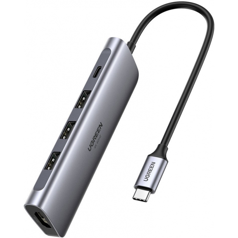 Hurtownia Ugreen - 6957303874958 - UGR1048GRY - Adapter 5w1 UGREEN Hub USB-C do 3x USB 3.0 + HDMI 4K + USB-C PD 100W (szary) - B2B homescreen