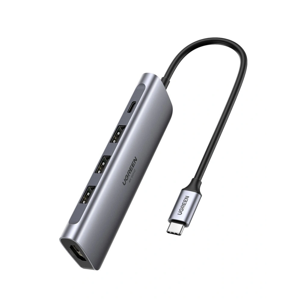 Hurtownia GSM - Adapter 5w1 UGREEN Hub USB-C do 3x USB 3.0 + HDMI 4K + USB-C PD 100W (szary) - UGR1048GRY - {ean13} - Hurt