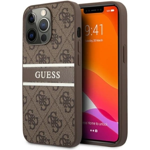 Etui Guess GUHCP13X4GDBR Apple iPhone 13 Pro Max brązowy/brown hardcase 4G Stripe