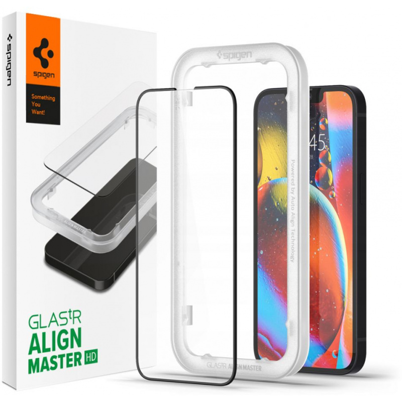 Spigen Distributor - 8809811853797 - SPN1816 - Spigen GLAS.tR Slim AlignMaster Apple iPhone 13 mini Black - B2B homescreen