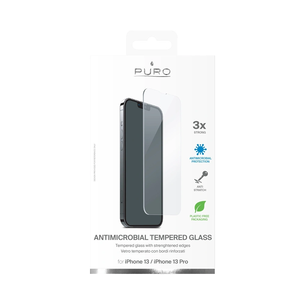 Hurtownia GSM - Gehärtetes Glas PURO Glass Antibakteriell Apple iPhone 16e / 14 / 13 / 13 Pro - PUR496 - {ean13} - Hurt