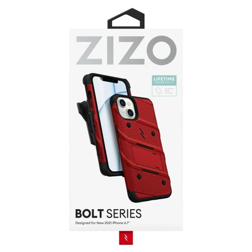 Etui ZIZO BOLT Series Apple iPhone 13 + szkło (czerwony)