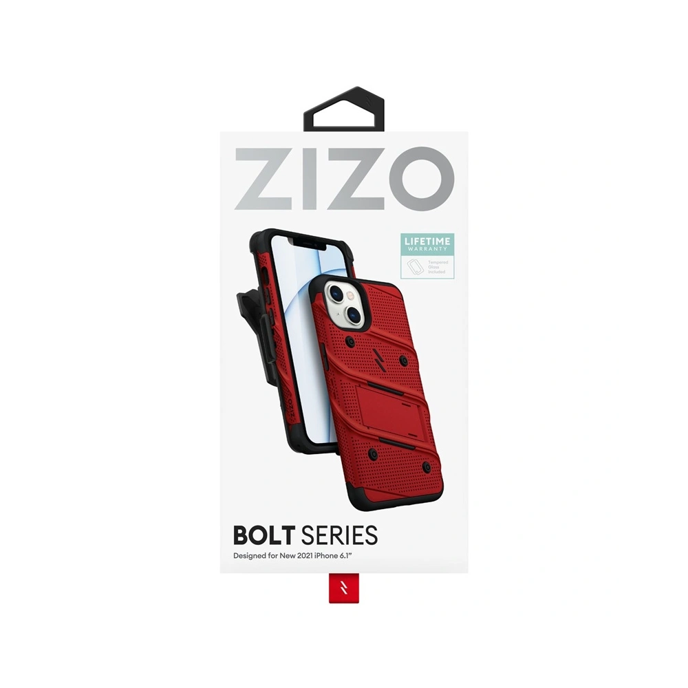 Hurtownia GSM - Etui ZIZO BOLT Series Apple iPhone 13 + sklo (červené) - ZIZ087RED - {ean13} - Hurt