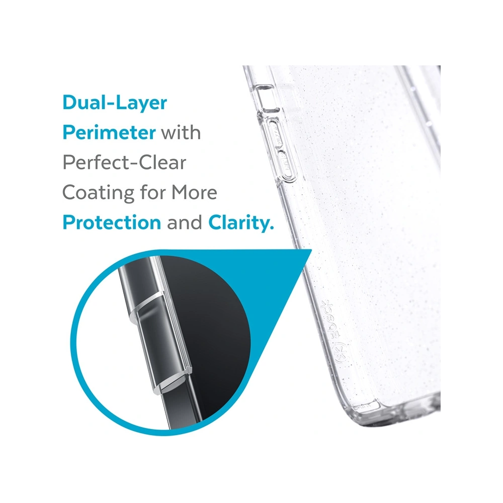 Hurtownia GSM - Etui Speck Presidio Perfect-Clear Glitter MICROBAN Apple iPhone 13 mini (Čirý/Platinový Glitter) - SPK237CLPLAGLI - {ean13} - Hurt
