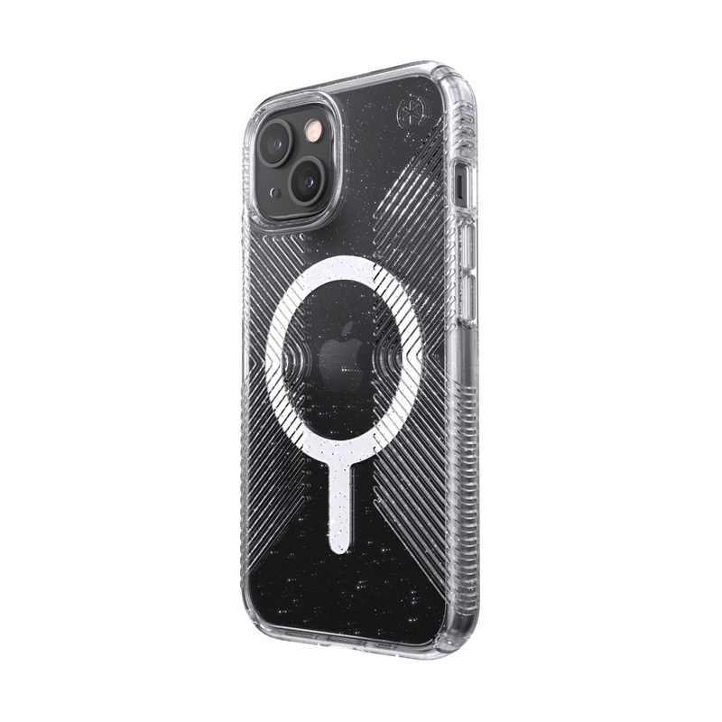 Speck Distributor - 840168505920 - SPK257CLPLAGLI - Speck Presidio Perfect-Clear Glitter Grips MagSafe MICROBAN Apple iPhone 13 (Clear/Platinum Glitter) - B2B homescreen