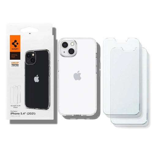 Etui Spigen Crystal Pack Apple iPhone 13 mini Crystal Clear + Szkło