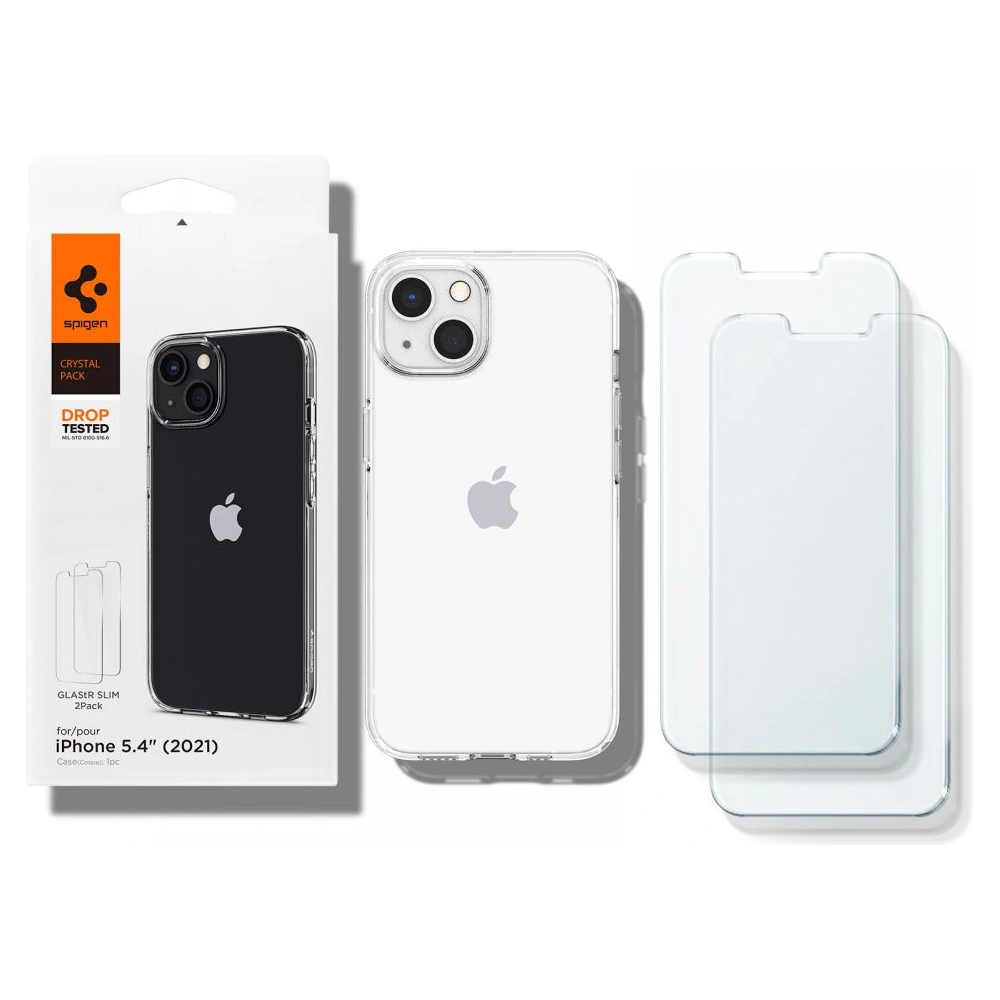 Hurtownia GSM - Etui Spigen Crystal Pack Apple iPhone 13 mini Crystal Clear + Szkło - SPN1849CL - {ean13} - Hurt