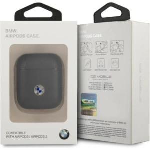 Hurtownia GSM - Etui BMW BMA2SSLBK Apple AirPods černý/black Pravá kůže Stříbrné logo - BMW003BLK - {ean13} - Hurt