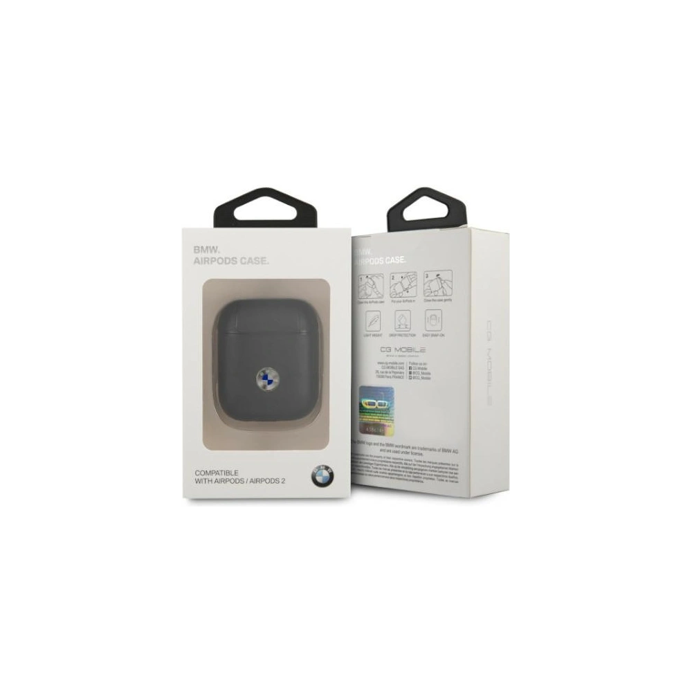 Hurtownia GSM - Etui BMW BMA2SSLBK Apple AirPods černý/black Pravá kůže Stříbrné logo - BMW003BLK - {ean13} - Hurt
