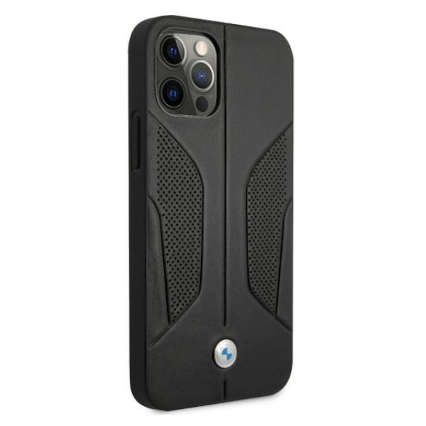 Kryt BMW BMHCP12LRSCSK Apple iPhone 12 Pro Max black hardcase Leather Perforate Sides