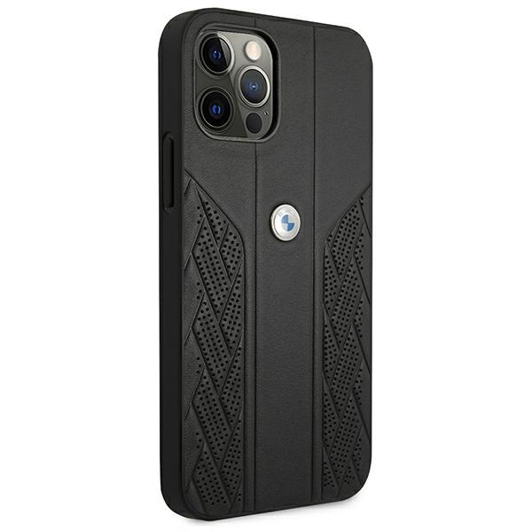 Kryt BMW BMHCP12LRSPPK Apple iPhone 12 Pro Max black hardcase Leather Curve Perforate