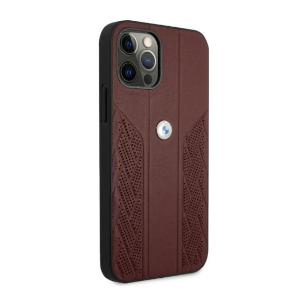 Kryt BMW BMHCP12LRSPPR Apple iPhone 12 Pro Max red hardcase Leather Curve Perforate